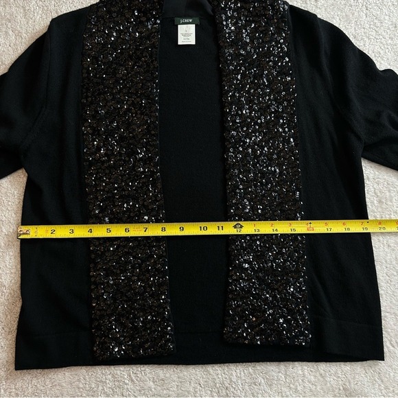 J. Crew Women's Sequined Merino Wool Size Large Black Holiday Sweater - Picture 8 of 10